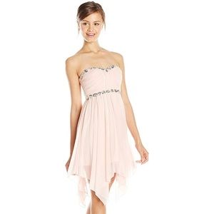 Juniors Pink Strapless Dress